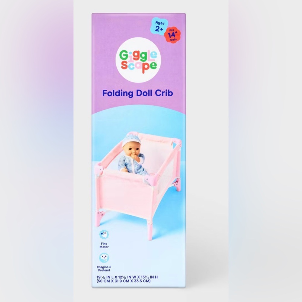 NIB Pink Folding Doll Crib